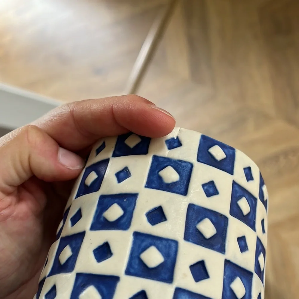 West elm checkered vase